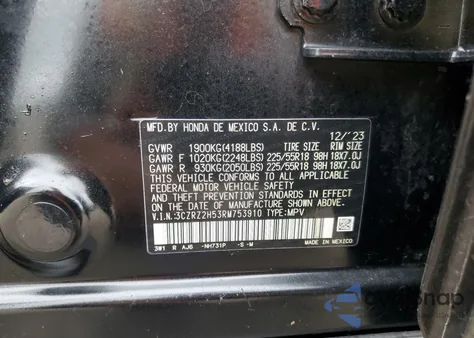 2024 Honda Hr-V Sport from USA, damaged, VIN 3CZRZ2H53RM753910